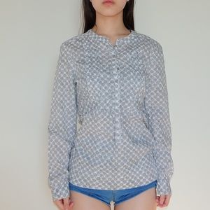 Calvin Klein Long Sleeved Gray Pattern Blouse